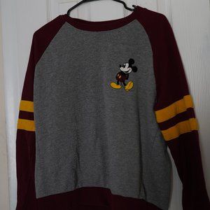 Gray Burgundy Mickey Mouse 28 Crewneck